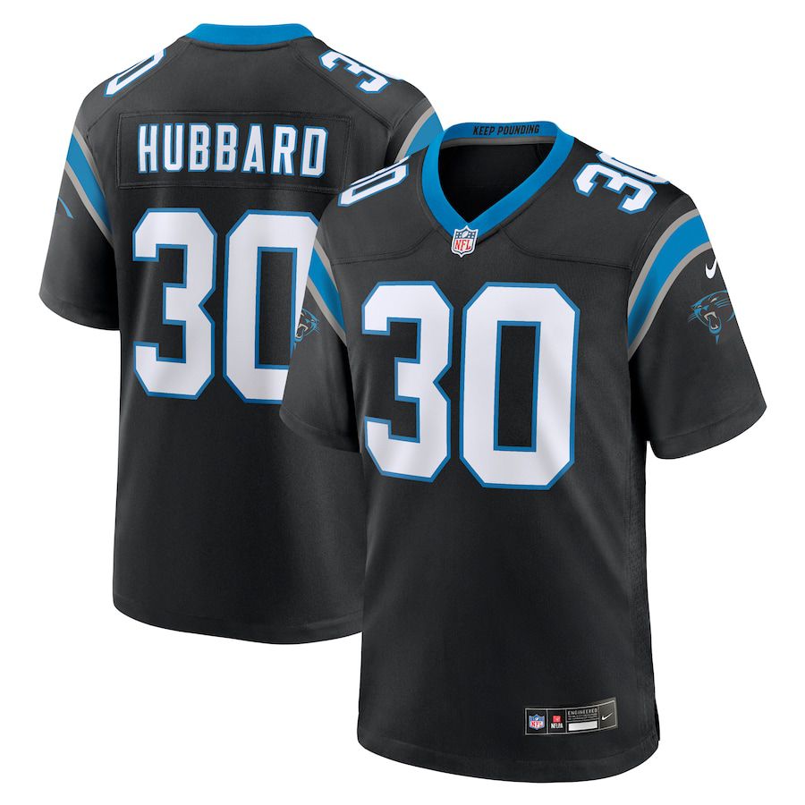 Men Carolina Panthers 30 Chuba Hubbard Nike Black Team Game NFL Jersey